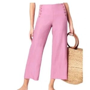J. Jill Linen Sailor Pant Wide Leg Trouser Sugar Pink Size SP
